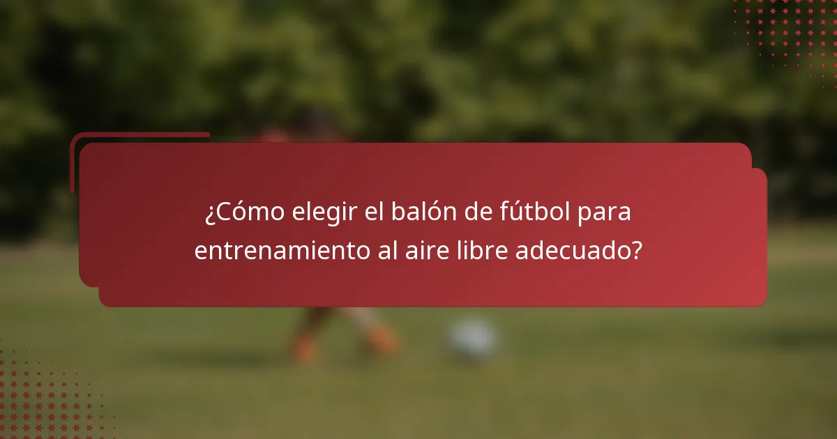 ¿Cómo elegir el balón de fútbol para entrenamiento al aire libre adecuado?