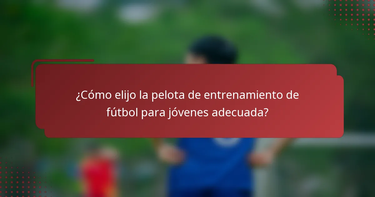 ¿Cómo elijo la pelota de entrenamiento de fútbol para jóvenes adecuada?