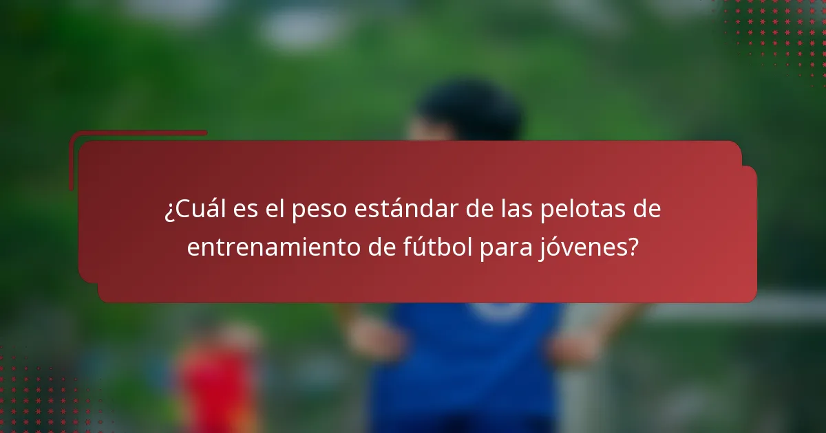 ¿Cuál es el peso estándar de las pelotas de entrenamiento de fútbol para jóvenes?