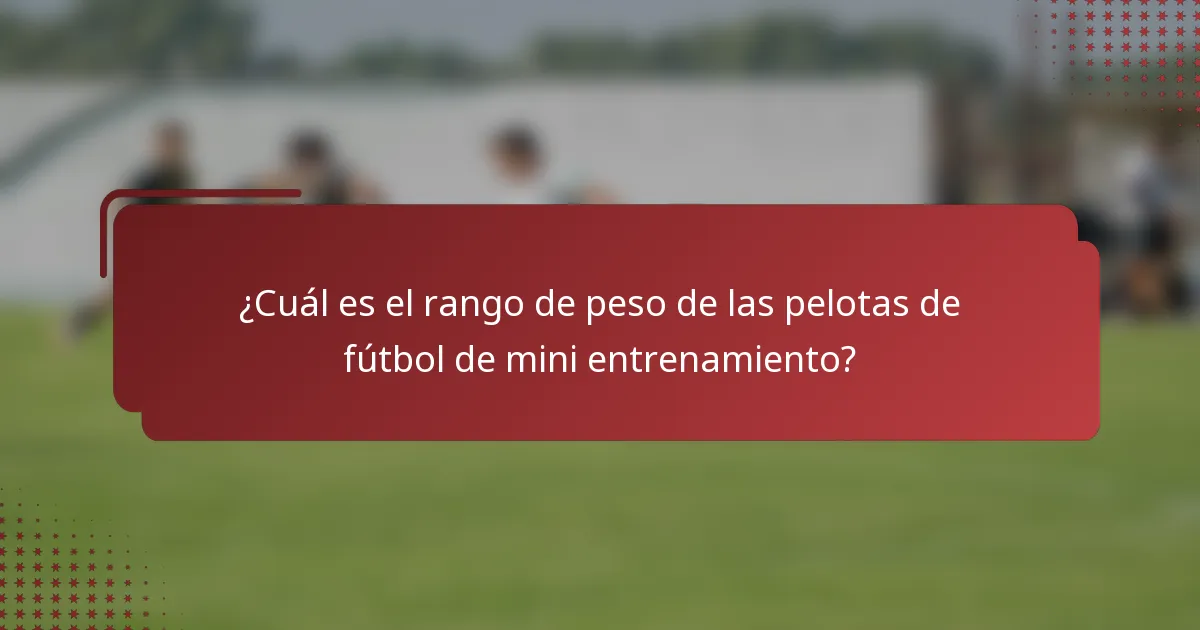 ¿Cuál es el rango de peso de las pelotas de fútbol de mini entrenamiento?