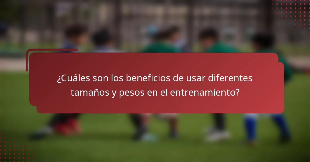 ¿Cuáles son los beneficios de usar diferentes tamaños y pesos en el entrenamiento?