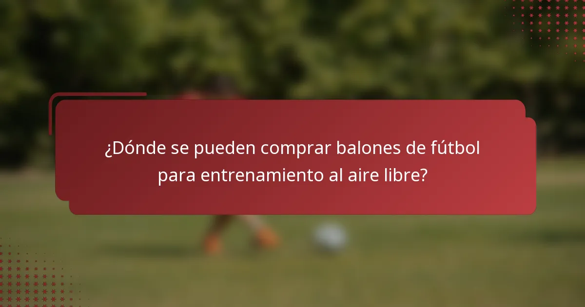 ¿Dónde se pueden comprar balones de fútbol para entrenamiento al aire libre?