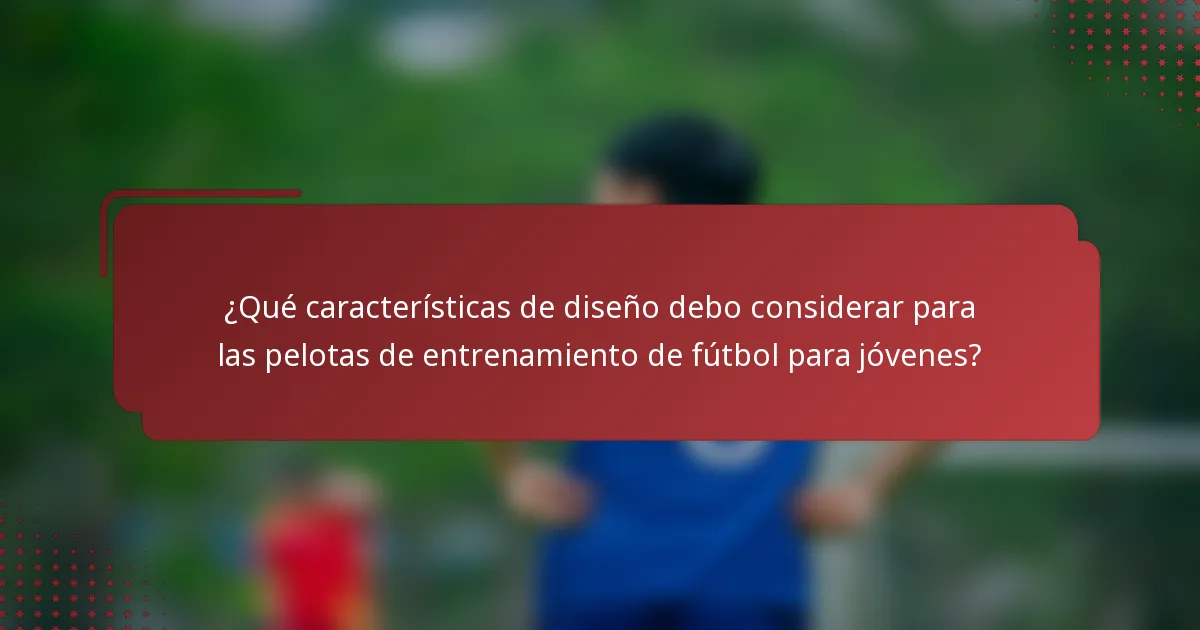 ¿Qué características de diseño debo considerar para las pelotas de entrenamiento de fútbol para jóvenes?