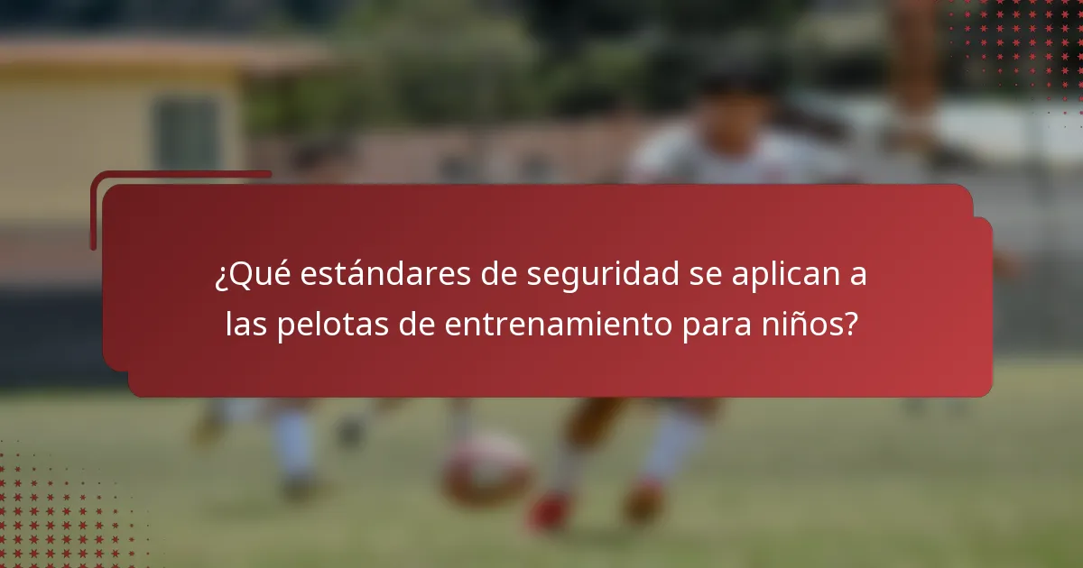 ¿Qué estándares de seguridad se aplican a las pelotas de entrenamiento para niños?