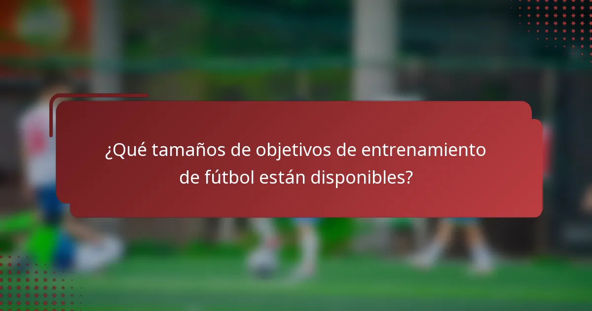 ¿Qué tamaños de objetivos de entrenamiento de fútbol están disponibles?